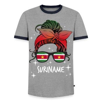 Suriname - T-shirt contrasté Homme - gris/marine  - Devant - AI Model Female 172 light (172cm) & AI Model Male 178 light (178cm)