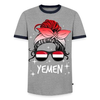 Jemen - Männer Kontrast-T-Shirt - Grau/Navy  - Vorne - AI Model Female 172 light (172cm) & AI Model Male 178 light (178cm)