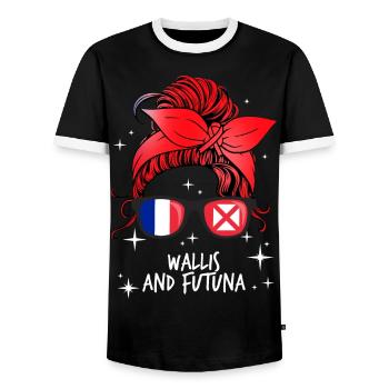 Wallis und Futuna - Männer Kontrast-T-Shirt - Schwarz/Weiß - Vorne - AI Model Female 172 light (172cm) & AI Model Male 178 light (178cm)