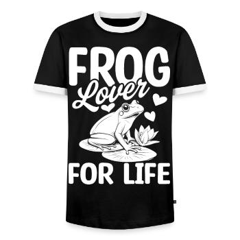 Amoureux des grenouilles pour la vie, - T-shirt contrasté Homme - noir/blanc - Devant - AI Model Female 172 light (172cm) & AI Model Male 178 light (178cm)