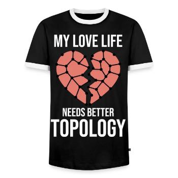 GIS Topology Data Clean Up Geo Love Humor - Men's Ringer Shirt - black/white - Front - AI Model Female 172 light (172cm) & AI Model Male 178 light (178cm)