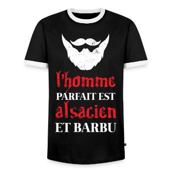 L'homme parfait est Alsacien et barbu alsace drôle - T-shirt contrasté Homme - noir/blanc - Devant - AI Model Female 172 light (172cm) & AI Model Male 178 light (178cm)