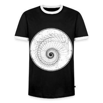mathematical spiral - Men's Ringer Shirt - black/white - Front - AI Model Female 172 light (172cm) & AI Model Male 178 light (178cm)