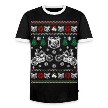T-shirt pull moche moto Noël cadeau humour - T-shirt contrasté Homme - noir/blanc - Devant - AI Model Female 172 light (172cm) & AI Model Male 178 light (178cm)