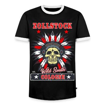 Zollstock Cologne T-Shirt for the South of Cologne Fan - Men's Ringer Shirt - black/white - Front - AI Model Female 172 light (172cm) & AI Model Male 178 light (178cm)