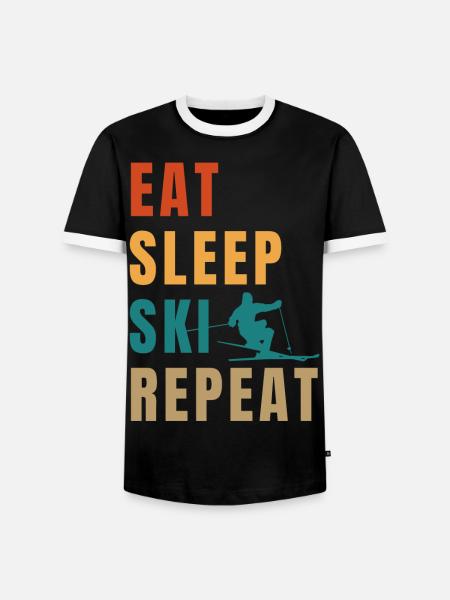 Manger dormir ski répéter - T-shirt contrasté Homme - noir/blanc