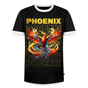 Phoenix Phoenix Fire Flames Mythologie des oiseaux - T-shirt contrasté Homme - noir/blanc - Devant - AI Model Female 172 light (172cm) & AI Model Male 178 light (178cm)