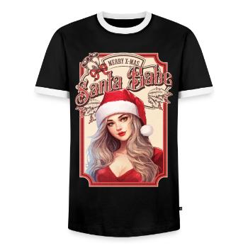 Sexy Weihnachtsfrau Weihnachten Ugly Christmas - Männer Kontrast-T-Shirt - Schwarz/Weiß - Vorne - AI Model Female 172 light (172cm) & AI Model Male 178 light (178cm)