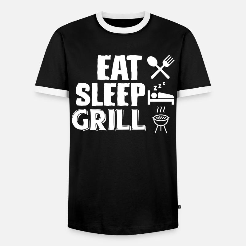 BBQ grill - Men's Ringer Shirt - black/white