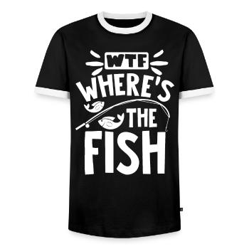 fishing - Men's Ringer Shirt - black/white - Front - AI Model Female 172 light (172cm) & AI Model Male 178 light (178cm)