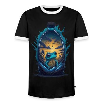 Bouteille d’eau Frog Sunset - T-shirt contrasté Homme - noir/blanc - Devant - AI Model Female 172 light (172cm) & AI Model Male 178 light (178cm)