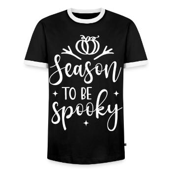 Halloween Costume Pumpkin Skeleton Horror Ghost - Men's Ringer Shirt - black/white - Front - AI Model Female 172 light (172cm) & AI Model Male 178 light (178cm)