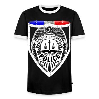Polizist - Männer Kontrast-T-Shirt - Schwarz/Weiß - Vorne - AI Model Female 172 light (172cm) & AI Model Male 178 light (178cm)