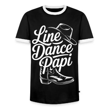 Journée de la Country Line Dance - T-shirt contrasté Homme - noir/blanc - Devant - AI Model Female 172 light (172cm) & AI Model Male 178 light (178cm)