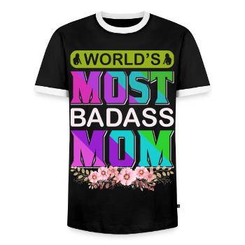 World's Badass Mom – Mutiges, florales Muttertagsgeschenk - Männer Kontrast-T-Shirt - Schwarz/Weiß - Vorne - AI Model Female 172 light (172cm) & AI Model Male 178 light (178cm)