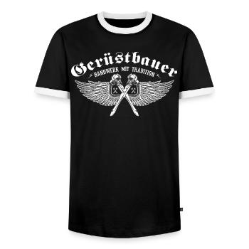 Gerüstbauer Shirt bedruckt in top Markenqualität - Männer Kontrast-T-Shirt - Schwarz/Weiß - Vorne - AI Model Female 172 light (172cm) & AI Model Male 178 light (178cm)