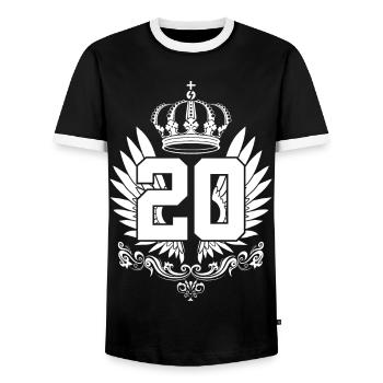 20TH BIRTHDAY 20 YEARS - Men's Ringer Shirt - black/white - Front - AI Model Female 172 light (172cm) & AI Model Male 178 light (178cm)