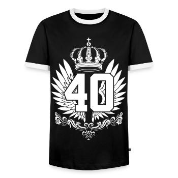 40E ANNIVERSAIRE 40 ANS - T-shirt contrasté Homme - noir/blanc - Devant - AI Model Female 172 light (172cm) & AI Model Male 178 light (178cm)