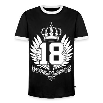 18. GEBURTSTAG 18 JAHRE - Männer Kontrast-T-Shirt - Schwarz/Weiß - Vorne - AI Model Female 172 light (172cm) & AI Model Male 178 light (178cm)