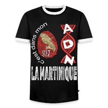 Idee cadeau La Martinique 972 c'est dans mon ADN - T-shirt contrasté Homme - noir/blanc - Devant - AI Model Female 172 light (172cm) & AI Model Male 178 light (178cm)