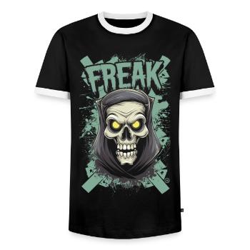 Freak - Skull, Totenkopf - Männer Kontrast-T-Shirt - Schwarz/Weiß - Vorne - AI Model Female 172 light (172cm) & AI Model Male 178 light (178cm)