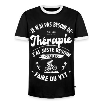 Pas besoin de thérapie, besoin de faire du VTT - T-shirt contrasté Homme - noir/blanc - Devant - AI Model Female 172 light (172cm) & AI Model Male 178 light (178cm)