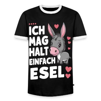 Esel Eselchen Maultier Muli - Männer Kontrast-T-Shirt - Schwarz/Weiß - Vorne - AI Model Female 172 light (172cm) & AI Model Male 178 light (178cm)