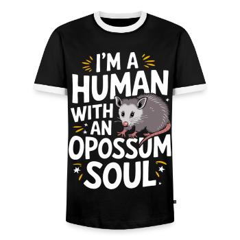 Opossum Possum Animal - Men's Ringer Shirt - black/white - Front - AI Model Female 172 light (172cm) & AI Model Male 178 light (178cm)
