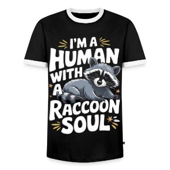 Raton laveur - T-shirt contrasté Homme - noir/blanc - Devant - AI Model Female 172 light (172cm) & AI Model Male 178 light (178cm)