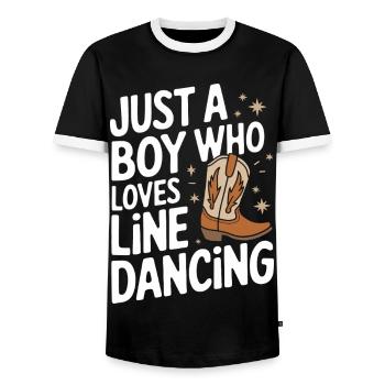 Danse en ligne Danseurs - T-shirt contrasté Homme - noir/blanc - Devant - AI Model Female 172 light (172cm) & AI Model Male 178 light (178cm)