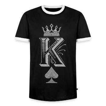 King Spades silber - Männer Kontrast-T-Shirt - Schwarz/Weiß - Vorne - AI Model Female 172 light (172cm) & AI Model Male 178 light (178cm)