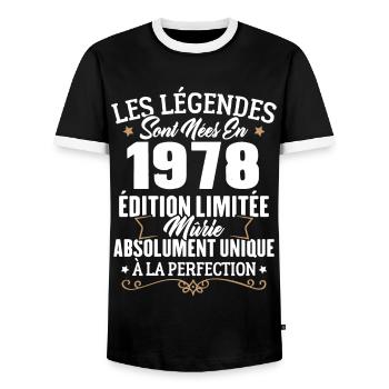 Cadeau d'anniversaire légendes sont nées en 1978 - T-shirt contrasté Homme - noir/blanc - Devant - AI Model Female 172 light (172cm) & AI Model Male 178 light (178cm)