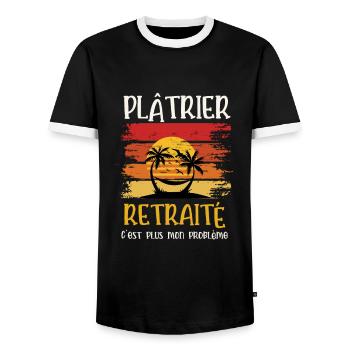 plâtrier retraité - T-shirt contrasté Homme - noir/blanc - Devant - AI Model Female 172 light (172cm) & AI Model Male 178 light (178cm)