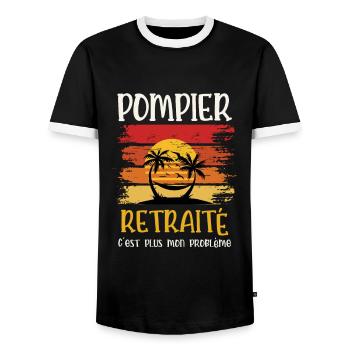 pompier retraité - T-shirt contrasté Homme - noir/blanc - Devant - AI Model Female 172 light (172cm) & AI Model Male 178 light (178cm)