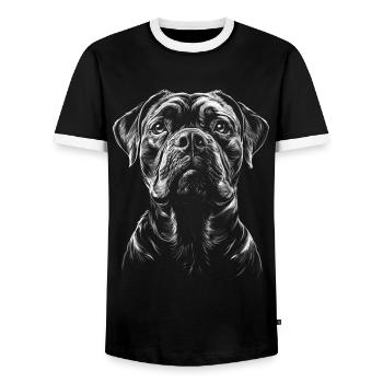 Cane Corso Portrait Chien Chien - T-shirt contrasté Homme - noir/blanc - Devant - AI Model Female 172 light (172cm) & AI Model Male 178 light (178cm)