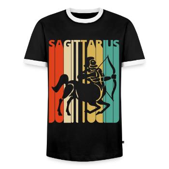 Vintage Schütze Zodiac für Weihnachten, Geburtstag - Männer Kontrast-T-Shirt - Schwarz/Weiß - Vorne - AI Model Female 172 light (172cm) & AI Model Male 178 light (178cm)