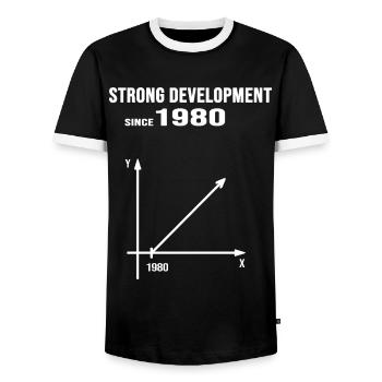 1980 geburtstag jubiläum strong development - Männer Kontrast-T-Shirt - Schwarz/Weiß - Vorne - AI Model Female 172 light (172cm) & AI Model Male 178 light (178cm)
