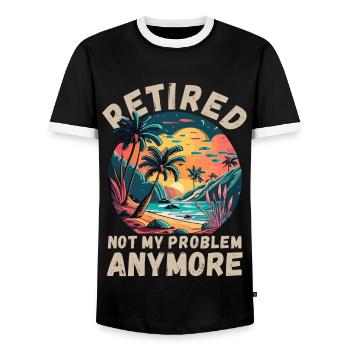 Retired, not my problem anymore - Men's Ringer Shirt - black/white - Front - AI Model Female 172 light (172cm) & AI Model Male 178 light (178cm)