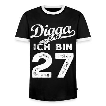 Digga Ich Bin 27 Jahre 27. Geburtstag - Männer Kontrast-T-Shirt - Schwarz/Weiß - Vorne - AI Model Female 172 light (172cm) & AI Model Male 178 light (178cm)