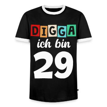 Digga Ich Bin 29 Jahre 29. Geburtstag - Männer Kontrast-T-Shirt - Schwarz/Weiß - Vorne - AI Model Female 172 light (172cm) & AI Model Male 178 light (178cm)