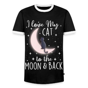 Ich liebe meine Katze bis zum Mond und zurück - Männer Kontrast-T-Shirt - Schwarz/Weiß - Vorne - AI Model Female 172 light (172cm) & AI Model Male 178 light (178cm)