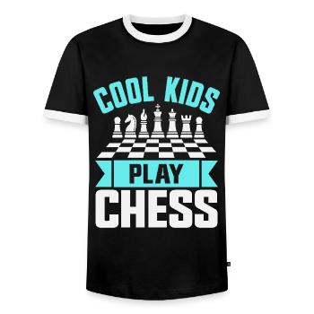 Chess Player Cool Kids Play Chess - Men's Ringer Shirt - black/white - Front - AI Model Female 172 light (172cm) & AI Model Male 178 light (178cm)