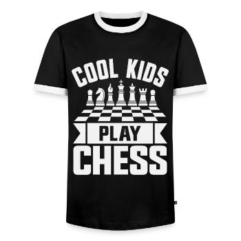 Chess Player Cool Kids Play Chess - Men's Ringer Shirt - black/white - Front - AI Model Female 172 light (172cm) & AI Model Male 178 light (178cm)