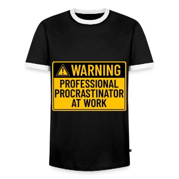 Warning: Professional Procrastinator At Work - Men's Ringer Shirt - black/white - Front - AI Model Female 172 light (172cm) & AI Model Male 178 light (178cm)