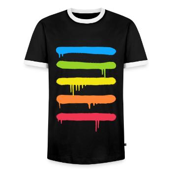 Trendy Cool Graffiti Tag Lines - Men's Ringer Shirt - black/white - Front - AI Model Female 172 light (172cm) & AI Model Male 178 light (178cm)