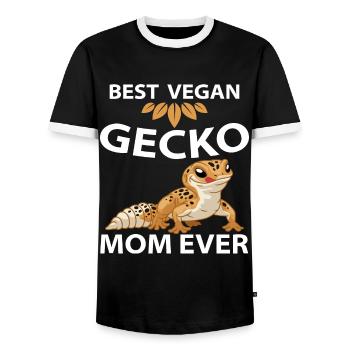 Gecko Vegans - Men's Ringer Shirt - black/white - Front - AI Model Female 172 light (172cm) & AI Model Male 178 light (178cm)