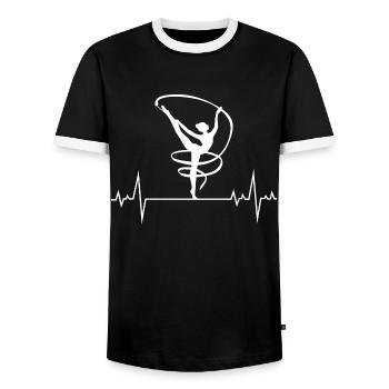 Rhythmische Gymnastik Bandgymnastik Mädchen Herzschlag - Männer Kontrast-T-Shirt - Schwarz/Weiß - Vorne - AI Model Female 172 light (172cm) & AI Model Male 178 light (178cm)