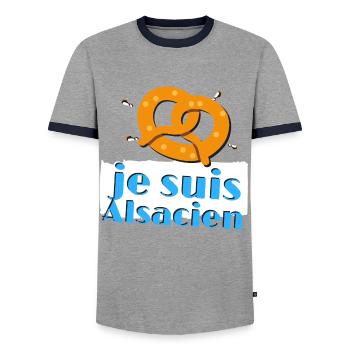 je suis alsacien strasbourg colmar mulhouse cadeau - T-shirt contrasté Homme - gris/marine  - Devant - AI Model Female 172 light (172cm) & AI Model Male 178 light (178cm)