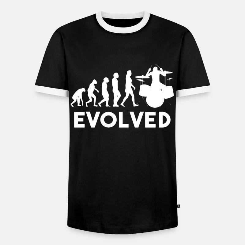 Drummer Schlagzeug Evolution - Männer Kontrast-T-Shirt - Schwarz/Weiß
