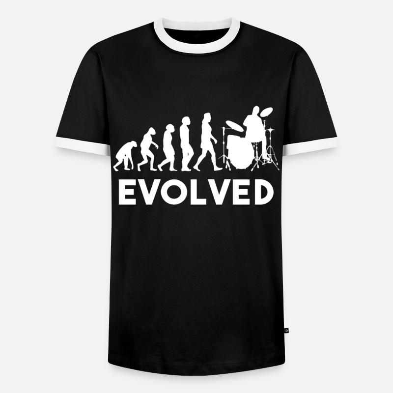 Drummer Schlagzeug Evolution - Männer Kontrast-T-Shirt - Schwarz/Weiß